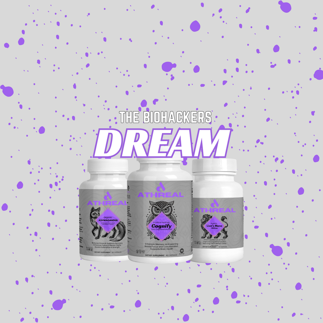 The Biohackers Dream, Cognify daily enhancer Lions mane for longterm Clarity & Ashwaghnda for stress relief 